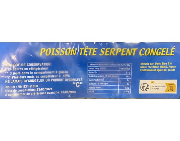 POISSON TETE DE SERPENT (A LA PESEE) ****