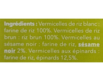 VERMICELLE DE RIZ SESAME EPINARD