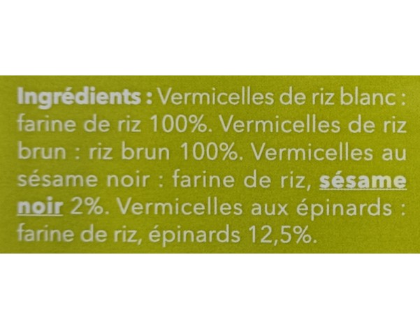 VERMICELLE DE RIZ SESAME EPINARD