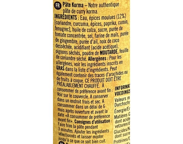 PATE DE CURRY KORMA