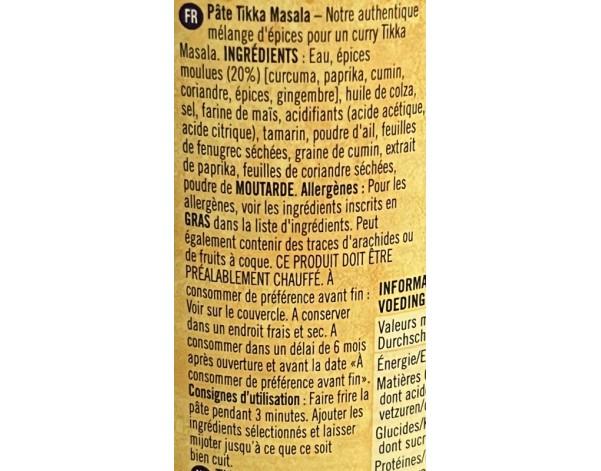 PATE DE CURRY TIKKA MASALA MOYEN