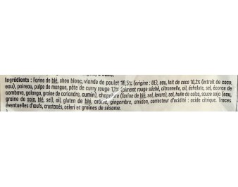 RAVIOLIS AU POULET CURRY ROUGE 30 P. ****