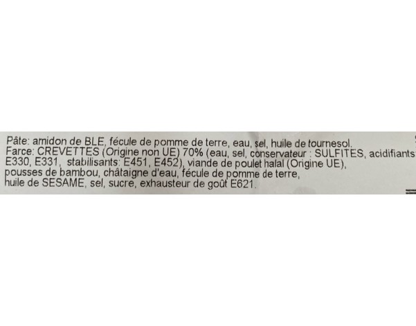 RAVIOLIS AUX CREVETTES ET POULET HALAL 50 P. ****