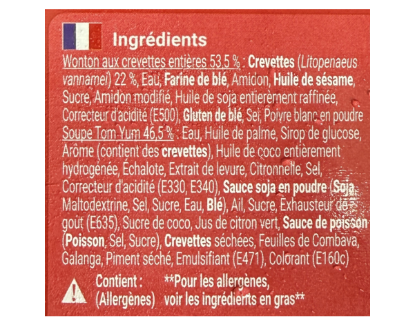 SOUPE RAVIOLIS AUX CREVETTES TOM YUM ****