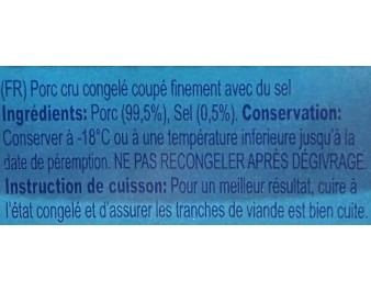 VIANDE DE PORC EN TRANCHE ****