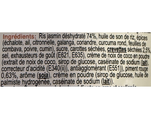 RIZ INSTANTANE AU CURRY ROUGE ET CREVETTE