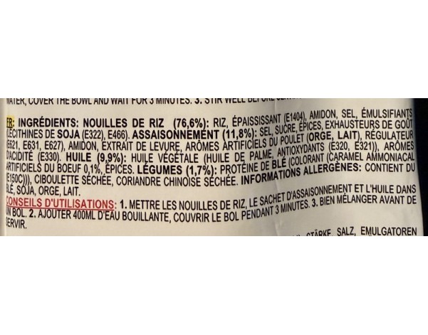 VERMICELLE DE RIZ ET BOEUF (PHO BO)