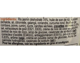 RIZ INSTANTANE AU CURRY ROUGE ET CREVETTE