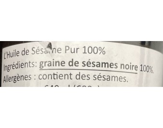 HUILE DE SESAME NOIRE PURE