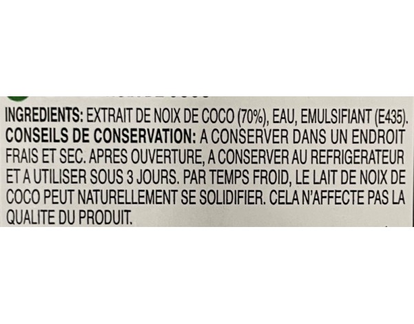 LAIT DE NOIX DE COCO