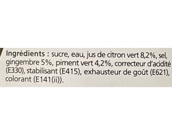 SAUCE DE PIMENT AU CITRON VERT ET GINGEMBRE