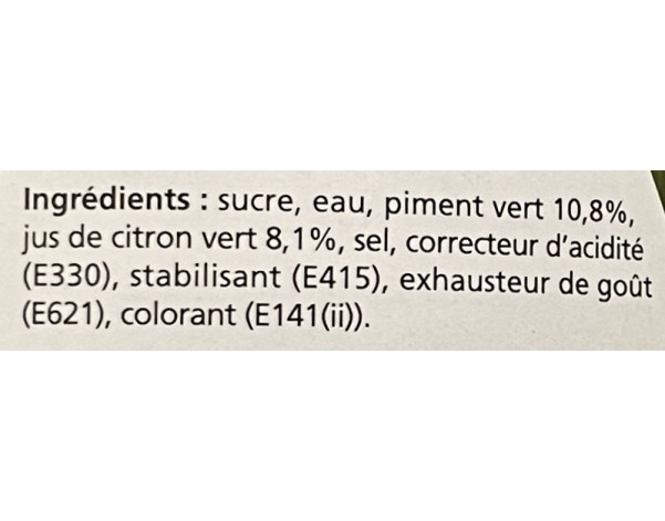 SAUCE DE PIMENT AU CITRON VERT