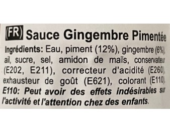 SAUCE DE PIMENT AU GINGEMBRE