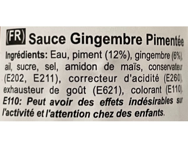 SAUCE DE PIMENT AU GINGEMBRE