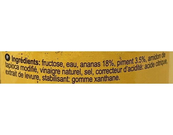 SAUCE DE PIMENT DOUCE A L’ANANAS