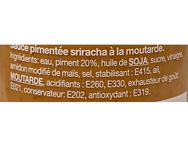 SAUCE DE PIMENT SRIRACHA A LA MOUTARDE