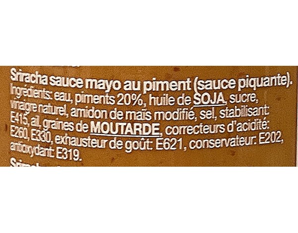 SAUCE DE PIMENT SRIRACHA A LA MOUTARDE