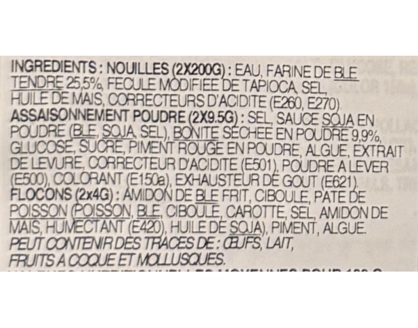 NOUILLE AU BLE UDON ARÔME POISSON BONITE