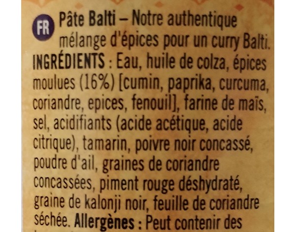 PATE DE CURRY BALTI MOYEN