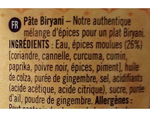 PATE DE CURRY BIRYANI MOYEN