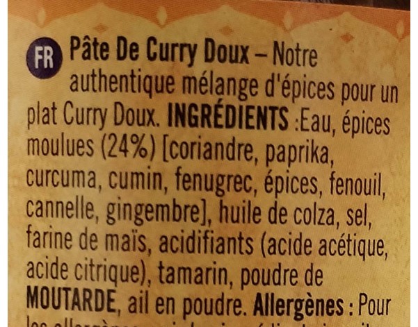 PATE DE CURRY DOUX
