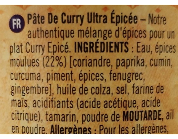 PATE DE CURRY FORT