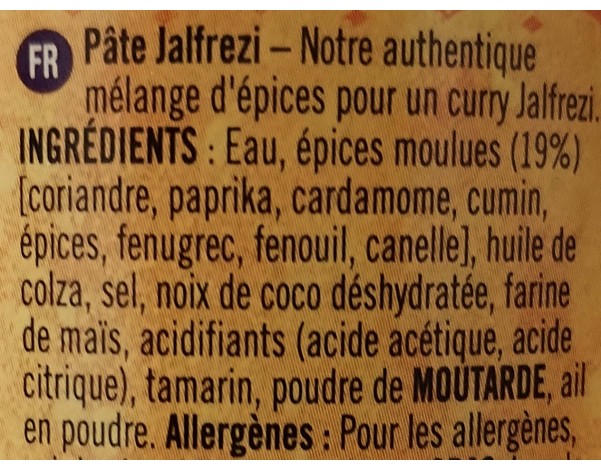 PATE DE CURRY JALFREZI