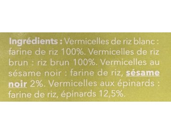 VERMICELLE DE RIZ SESAME EPINARD