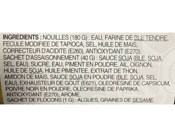 NOUILLE AU BLE UDON ARÔME POULET TRES PIMENTE