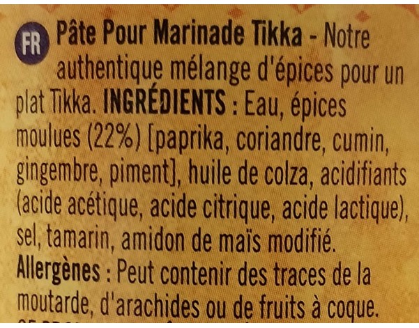 PATE DE CURRY TIKKA DOUX