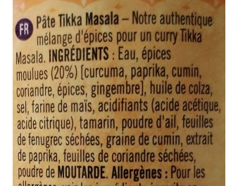 PATE DE CURRY TIKKA MASALA MOYEN
