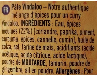 PATE DE CURRY VINDALOO FORT