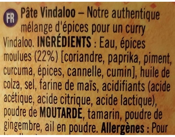 PATE DE CURRY VINDALOO FORT