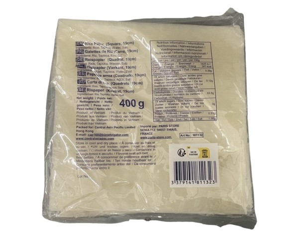 GALETTE DE RIZ 19 CM CARRE