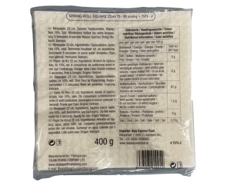 GALETTE DE RIZ 22 CM CARRE POUR ROULEAUX FROID