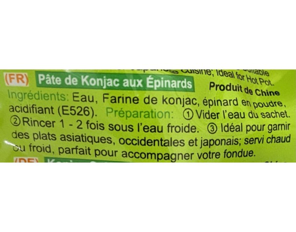 KONJAC EN PATES AUX EPINARDS