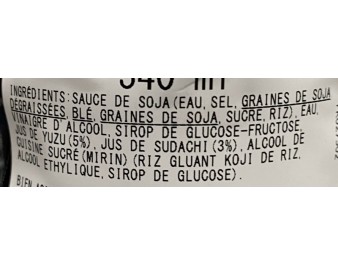 SAUCE DE SOJA AU YUZU PONZU