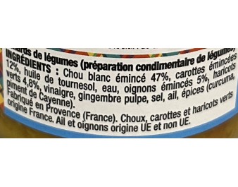 ACHARDS DE LEGUMES