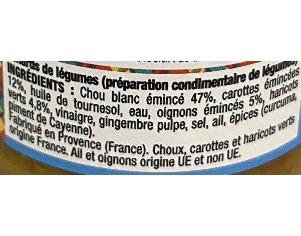 ACHARDS DE LEGUMES