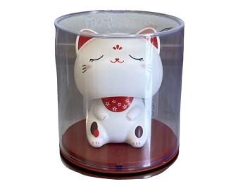 CHAT DECORATION SOLAIRE YEUX FERMES