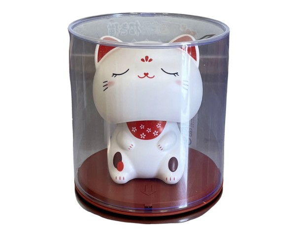 CHAT DECORATION SOLAIRE YEUX FERMES