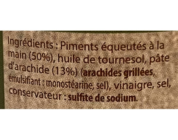 PATE DE PIMENT A LA CACAHUETE