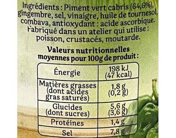 PATE DE PIMENT VERT CABRI