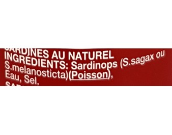 POISSON SARDINE AU NATUREL