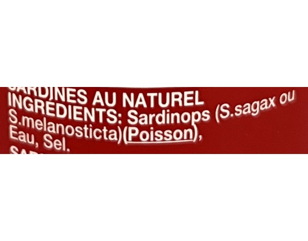 POISSON SARDINE AU NATUREL