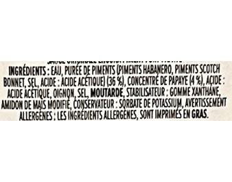 SAUCE DE PIMENT FORTE A LA PAPAYE
