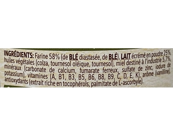 LAIT ET BLE EN POUDRE CERELAC MIEL