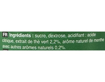 PREPARATION POUR BOISSON AU THE VERT A LA MENTHE