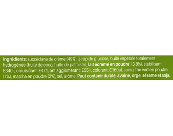 PREPARATION POUR BOISSON AU THE VERT AU LAIT