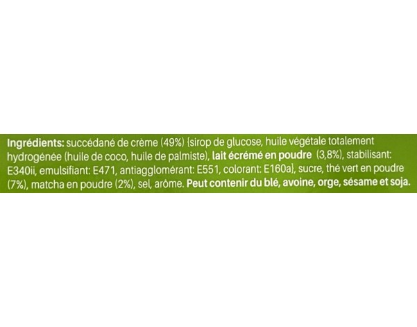PREPARATION POUR BOISSON AU THE VERT AU LAIT